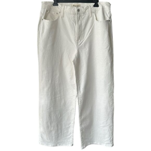 Madewell The Perfect Vintage Wide Leg Crop Tile White Size 33 - Picture 2 of 9